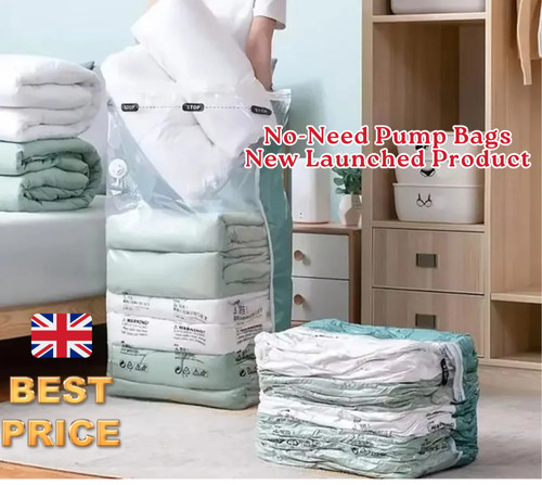Pump vacuum storage bags - no-pump,